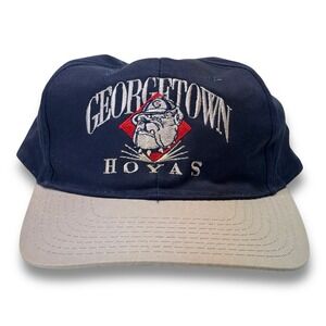 VTG‎ Designer Award GEORGETOWN HOYAS Blue SnapBack Hat Cap Bulldog Spellout